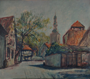 Richard Falkenberg (1875-1948) Ölgemälde Stadtbild mit Kirche
