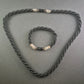 Elegantes Perlen-Set: Halskette und Armband mit schwarzem Onyx