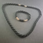 Elegantes Perlen-Set: Halskette und Armband mit schwarzem Onyx