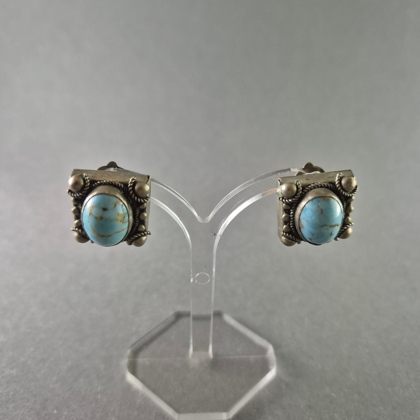 Antike Silber-Ohrclips mit Türkis – Exklusive Handwerkskunst