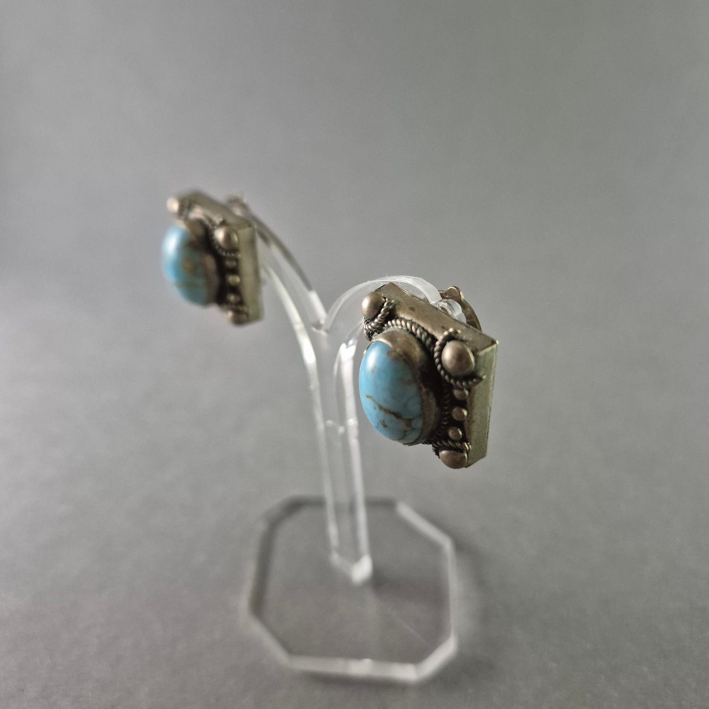 Antike Silber-Ohrclips mit Türkis – Exklusive Handwerkskunst