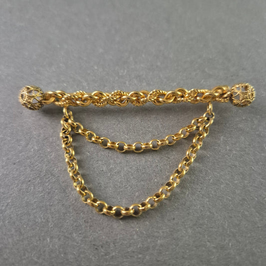 Vintage Brosche mit goldenen Ketten Edler Schmuck im filigranen Design