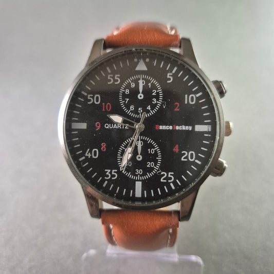 Sportliche Dance Jockey Herrenarmbanduhr Markantes Design mit Lederarmband