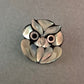 Vintage-Eulen-Brosche mit Perlmutt-Intarsien