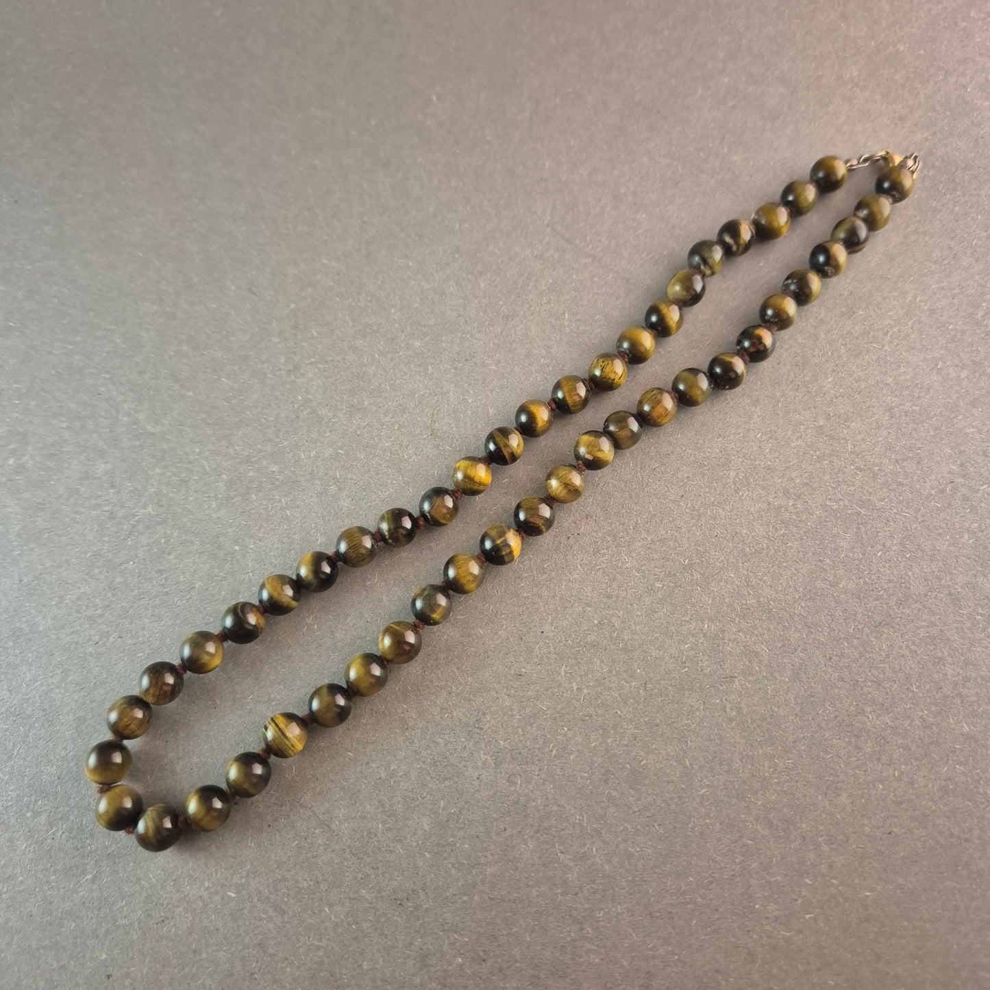 Vintage-Tigerauge-Perlenkette – Natürliche Eleganz