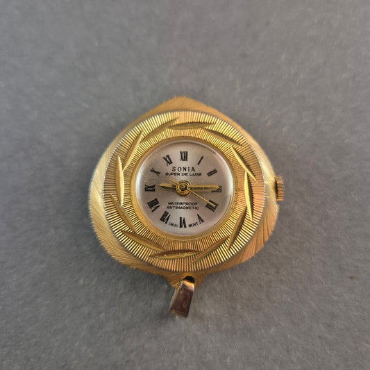 Sonia Per De Luxe Taschenuhr-Anhänger – Vergoldetes Vintage-Design