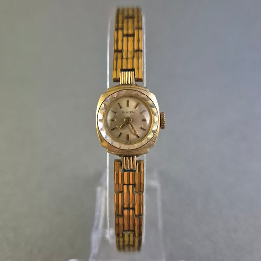 Edle Buren Damenarmbanduhr – Schweizer Präzision in vergoldetem Vintage-Design