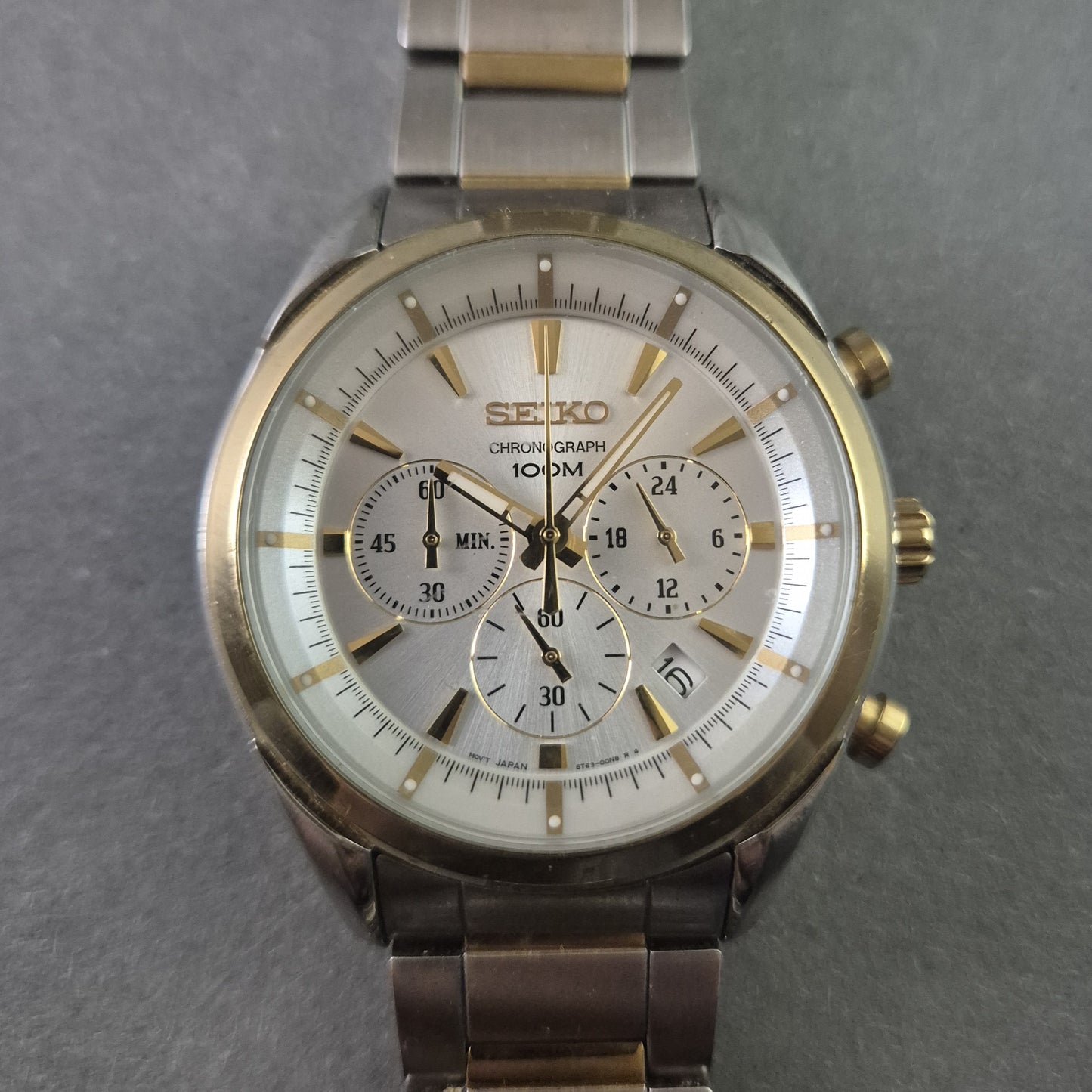 Seiko Uhr Herrenarmbanduhr Chronograph Zwei-Ton-Design