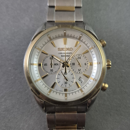Seiko Uhr Herrenarmbanduhr Chronograph Zwei-Ton-Design