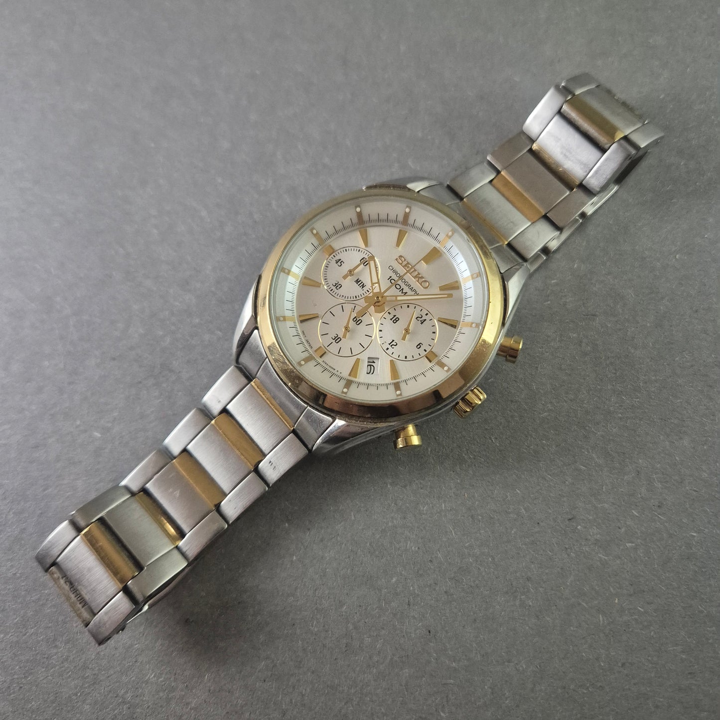 Seiko Uhr Herrenarmbanduhr Chronograph Zwei-Ton-Design
