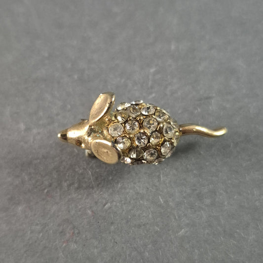 Vintage Mäuse-Brosche mit Strasssteinen – Eleganter Retro-Charme