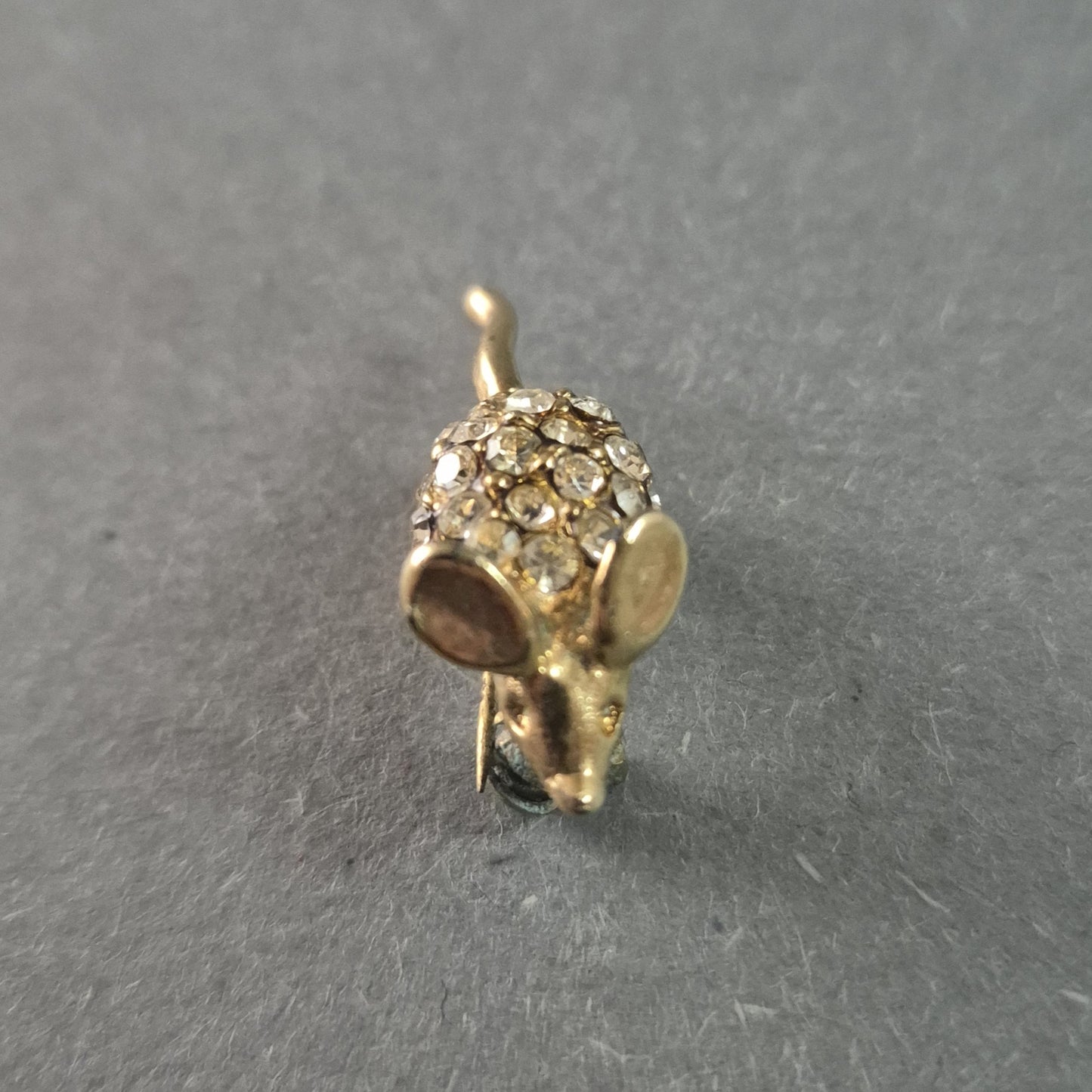 Vintage Mäuse-Brosche mit Strasssteinen – Eleganter Retro-Charme