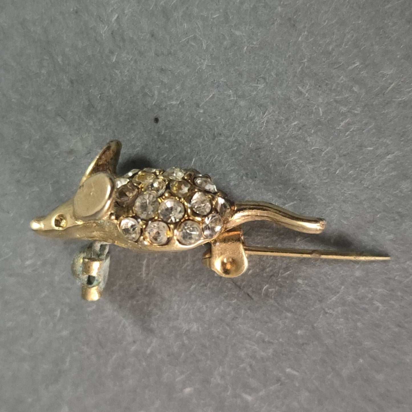 Vintage Mäuse-Brosche mit Strasssteinen – Eleganter Retro-Charme