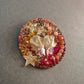 Handgefertigte Vintage Brosche mit Perlmutt und Kristallen