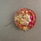Handgefertigte Vintage Brosche mit Perlmutt und Kristallen