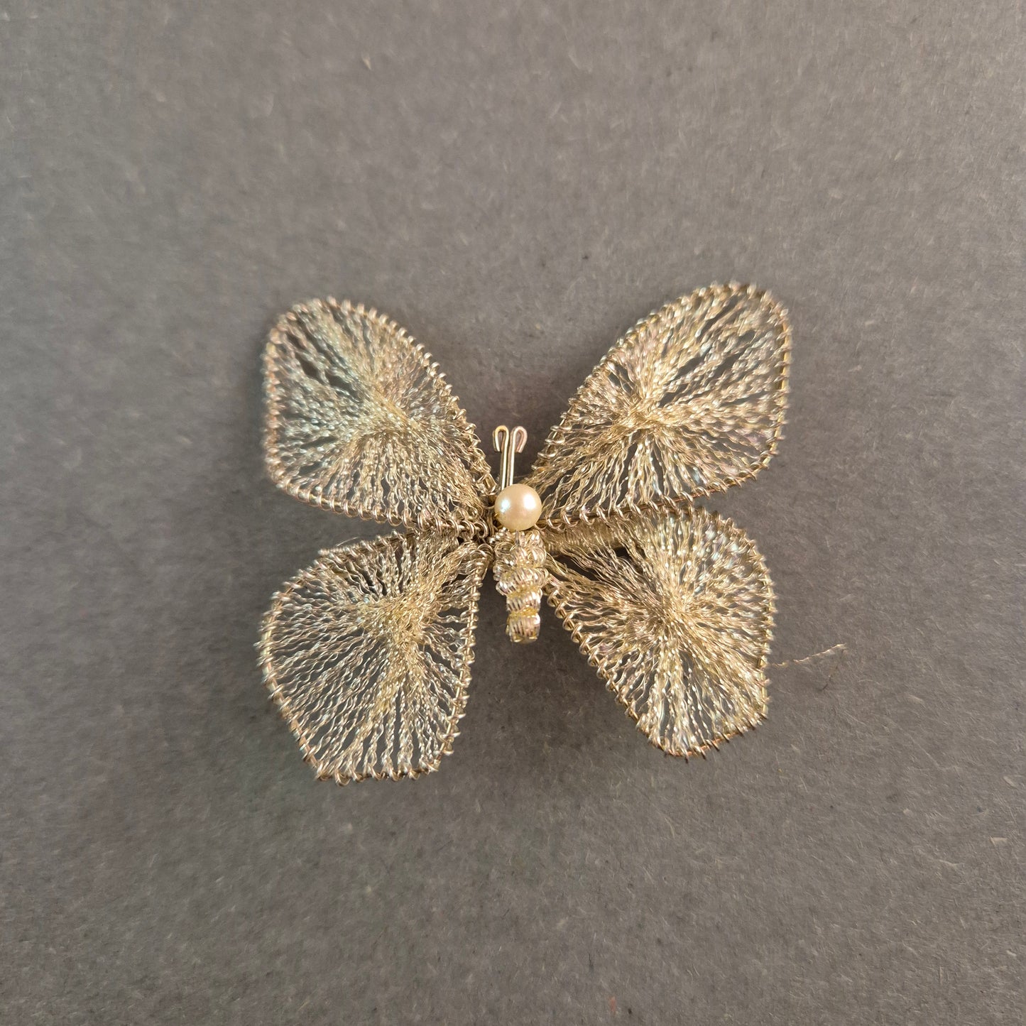Filigrane Vintage Schmetterling Brosche aus Silberdraht