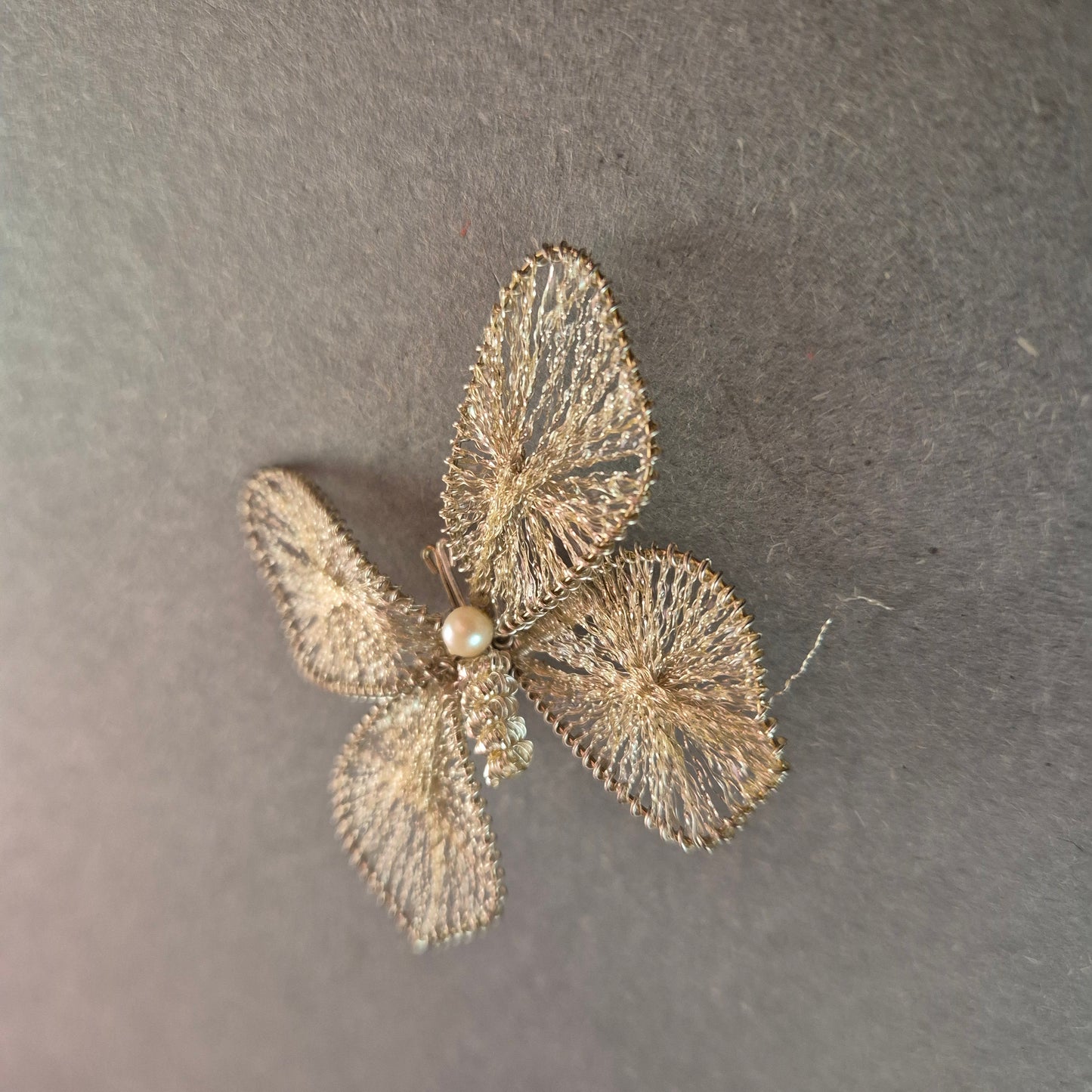 Filigrane Vintage Schmetterling Brosche aus Silberdraht