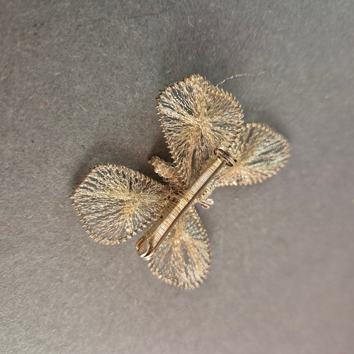 Filigrane Vintage Schmetterling Brosche aus Silberdraht