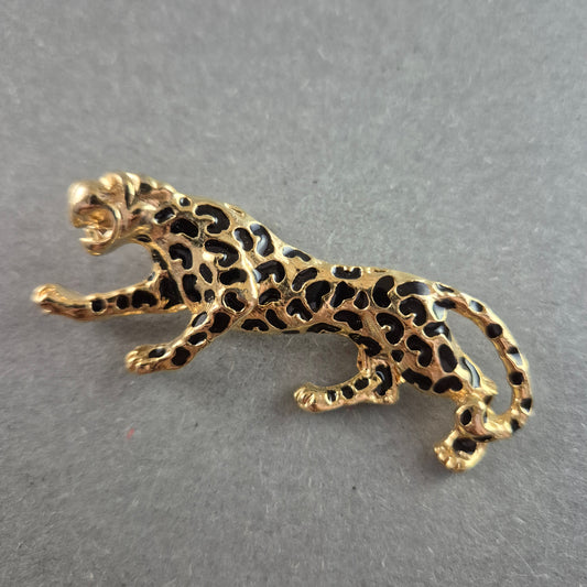 Elegante Panther-Brosche – Goldfarbener Look mit schwarzem Muster