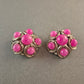 Vintage-Clip-Ohrringe von Sonia – Silberfarben mit pinken Cabochons