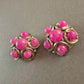 Vintage-Clip-Ohrringe von Sonia – Silberfarben mit pinken Cabochons