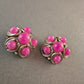 Vintage-Clip-Ohrringe von Sonia – Silberfarben mit pinken Cabochons