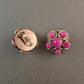 Vintage-Clip-Ohrringe von Sonia – Silberfarben mit pinken Cabochons