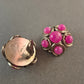 Vintage-Clip-Ohrringe von Sonia – Silberfarben mit pinken Cabochons