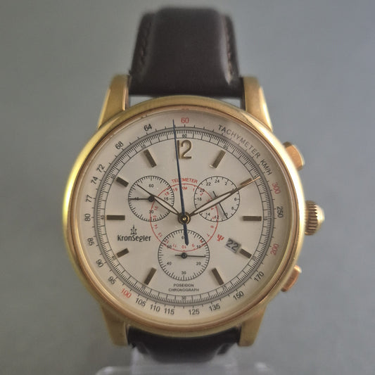 Kronsegler Uhr Armbanduhr Goldener Chronograph mit sportlich-eleganter Note