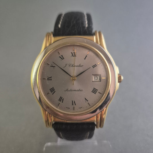 Klassische J. Chevalier Uhr Armbanduhr – Automatikwerk mit edlem Glasboden