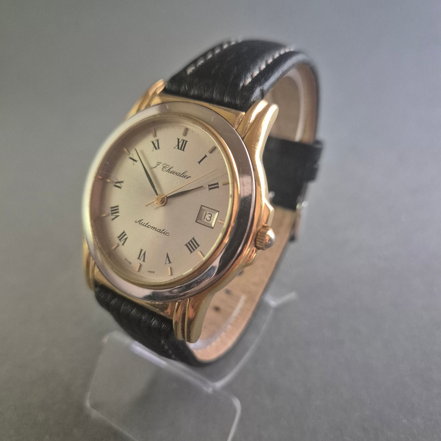 Klassische J. Chevalier Uhr Armbanduhr – Automatikwerk mit edlem Glasboden