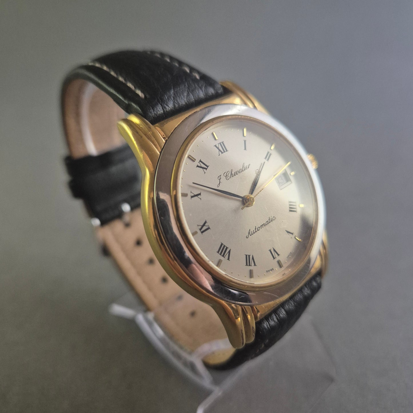 Klassische J. Chevalier Uhr Armbanduhr – Automatikwerk mit edlem Glasboden