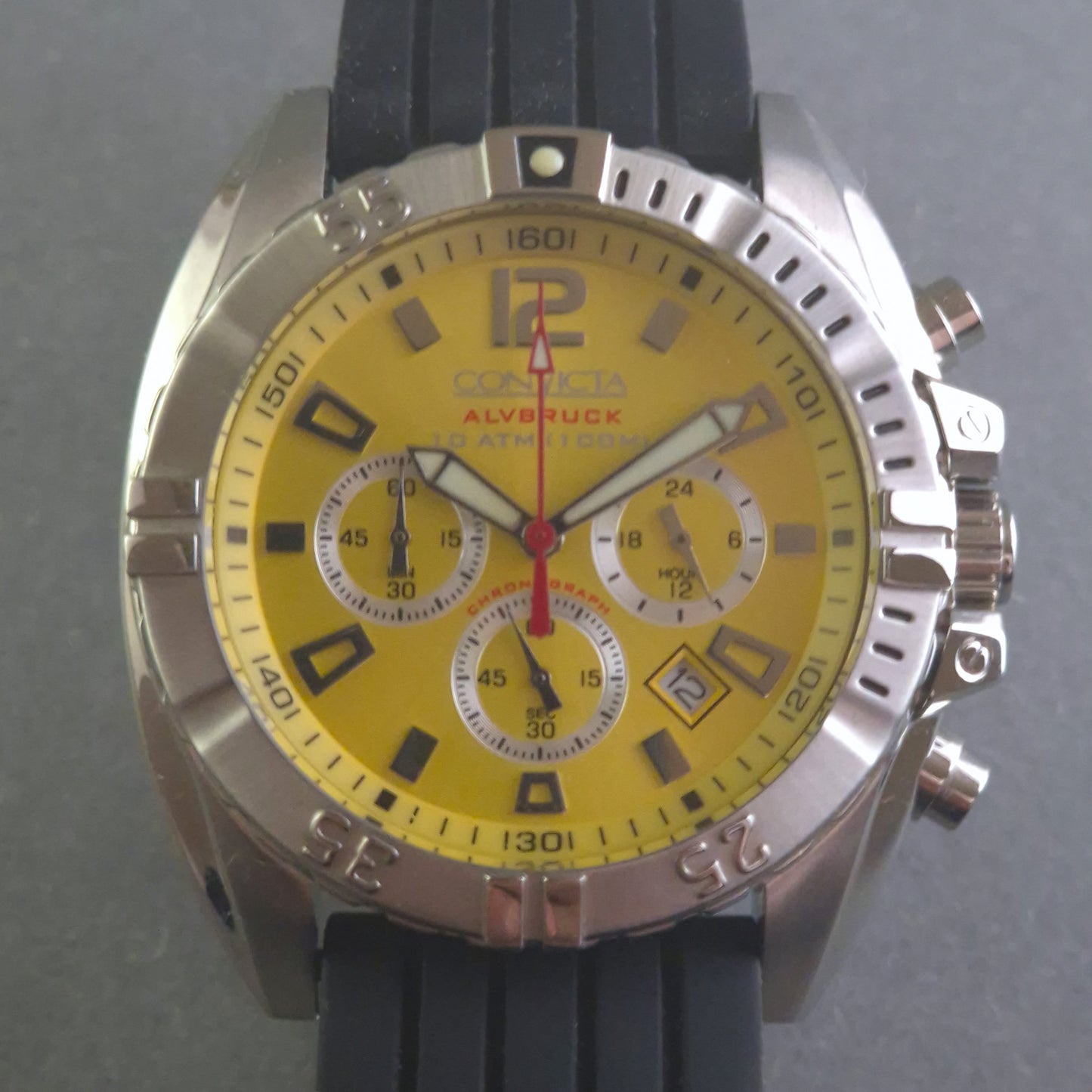 Convicta Uhr Armbanduhr Sportlicher Chronograph mit gelbem Zifferblatt