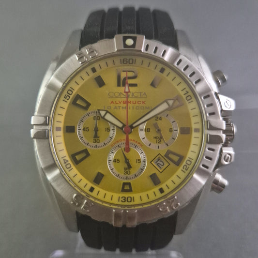 Convicta Uhr Armbanduhr Sportlicher Chronograph mit gelbem Zifferblatt