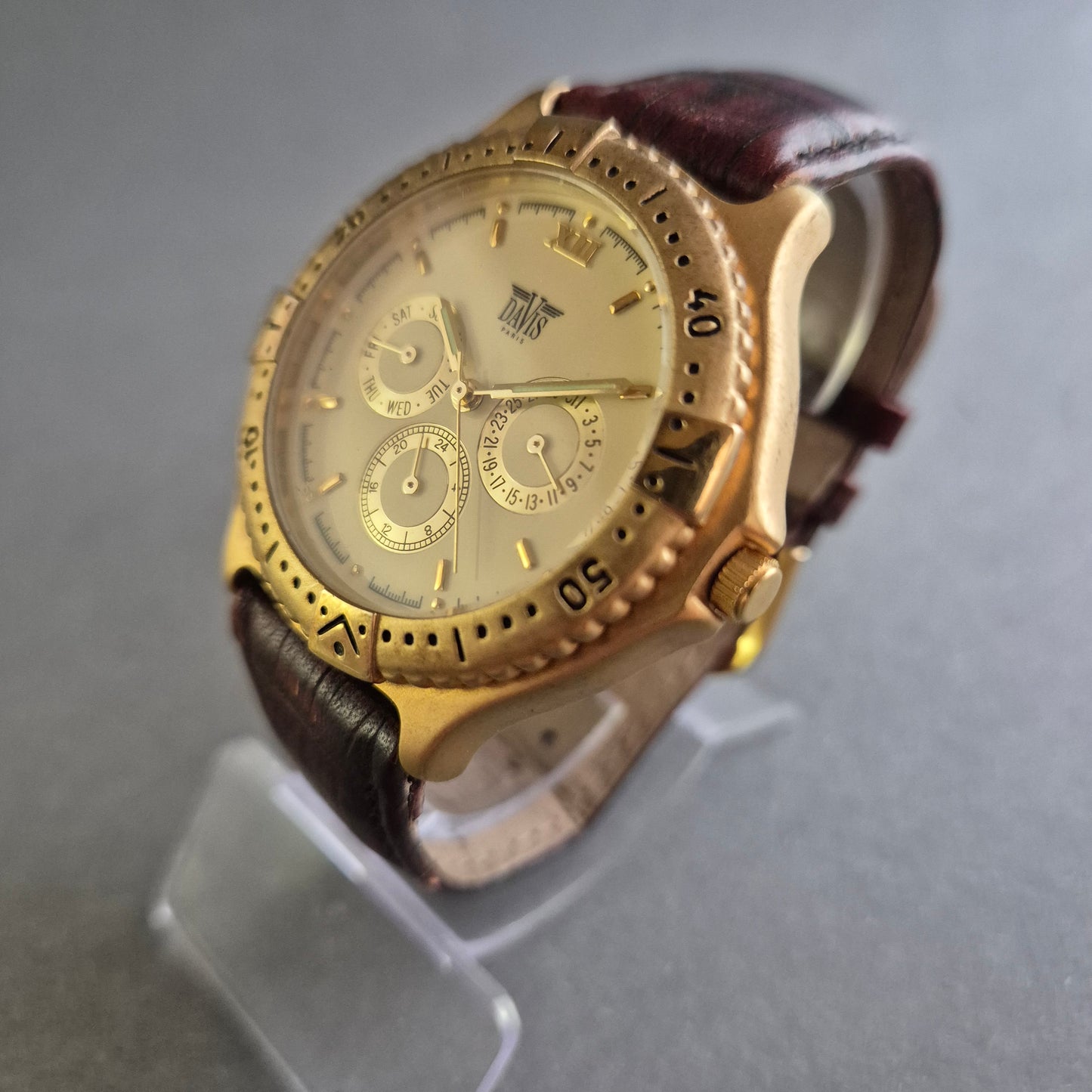 Klassische Davis Uhr Herrenarmbanduhr – Vintage-Chronograph mit Pariser Flair