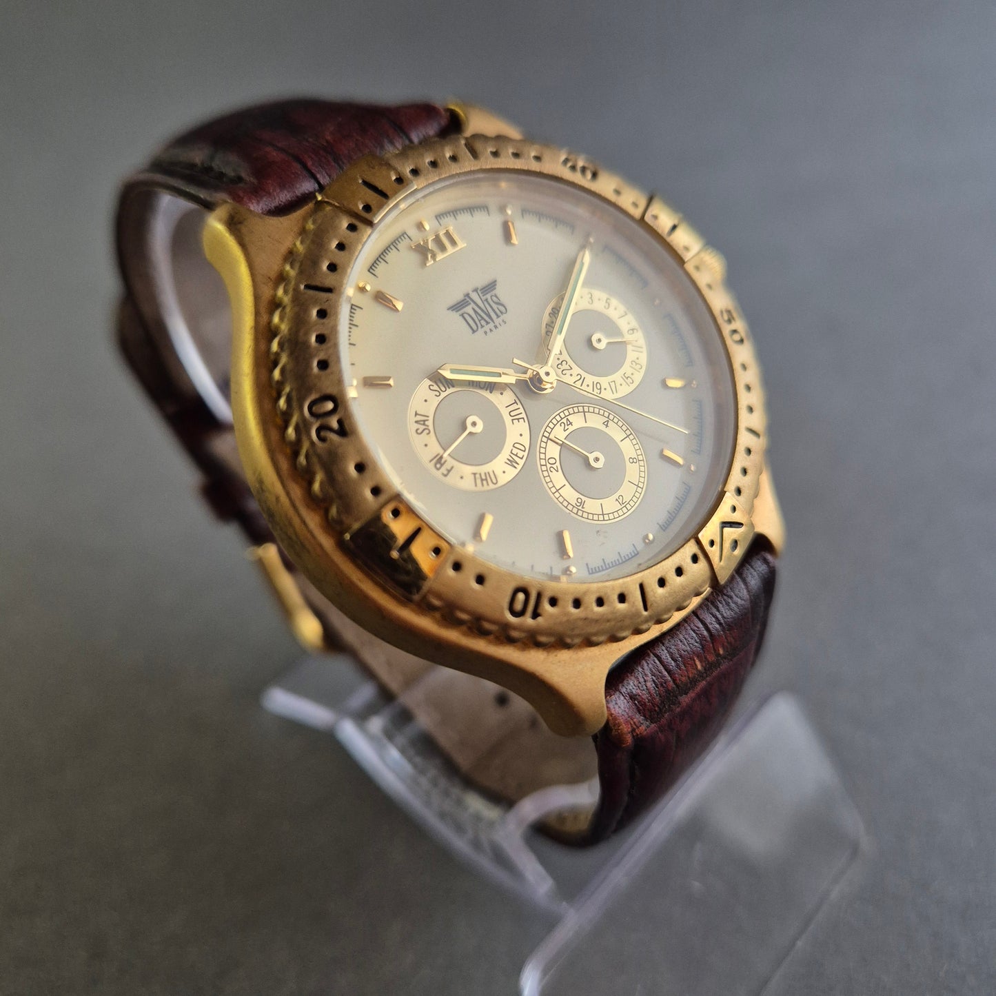 Klassische Davis Uhr Herrenarmbanduhr – Vintage-Chronograph mit Pariser Flair