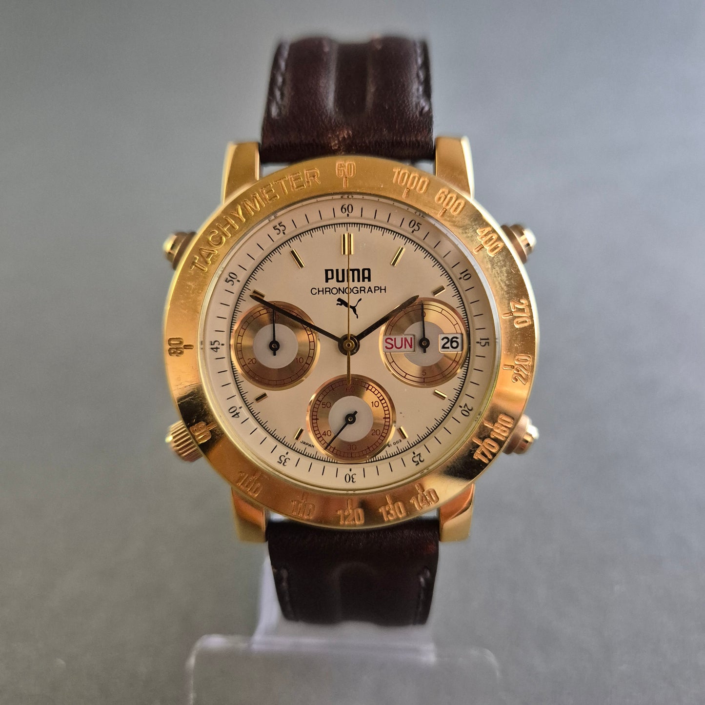 Sportliche Puma Uhr Herrenarmbanduhr – Vergoldeter Chronograph mit Tachymeter