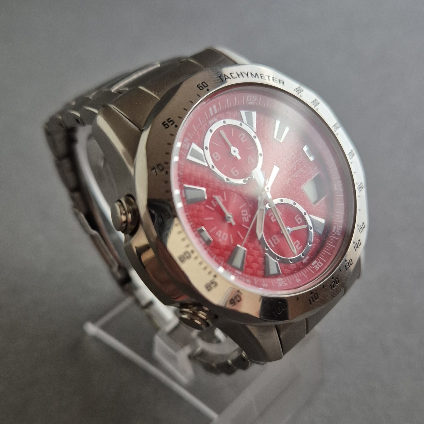 Casio Uhr Herrenarmbanduhr Wave Ceptor mit rotem Zifferblatt