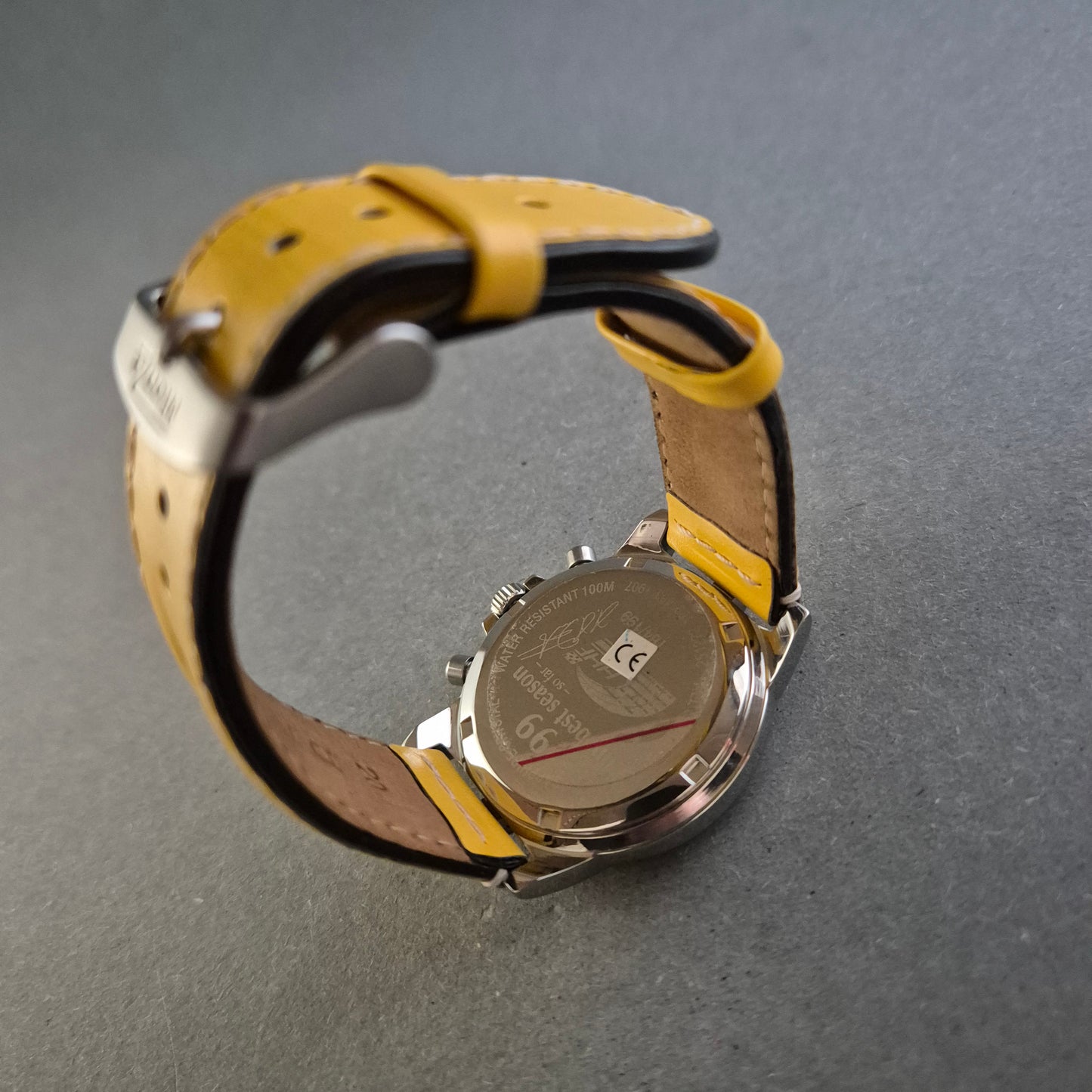 Uhr Armbanduhr Dugena Limitierter Chronograph mit gelbem Zifferblatt