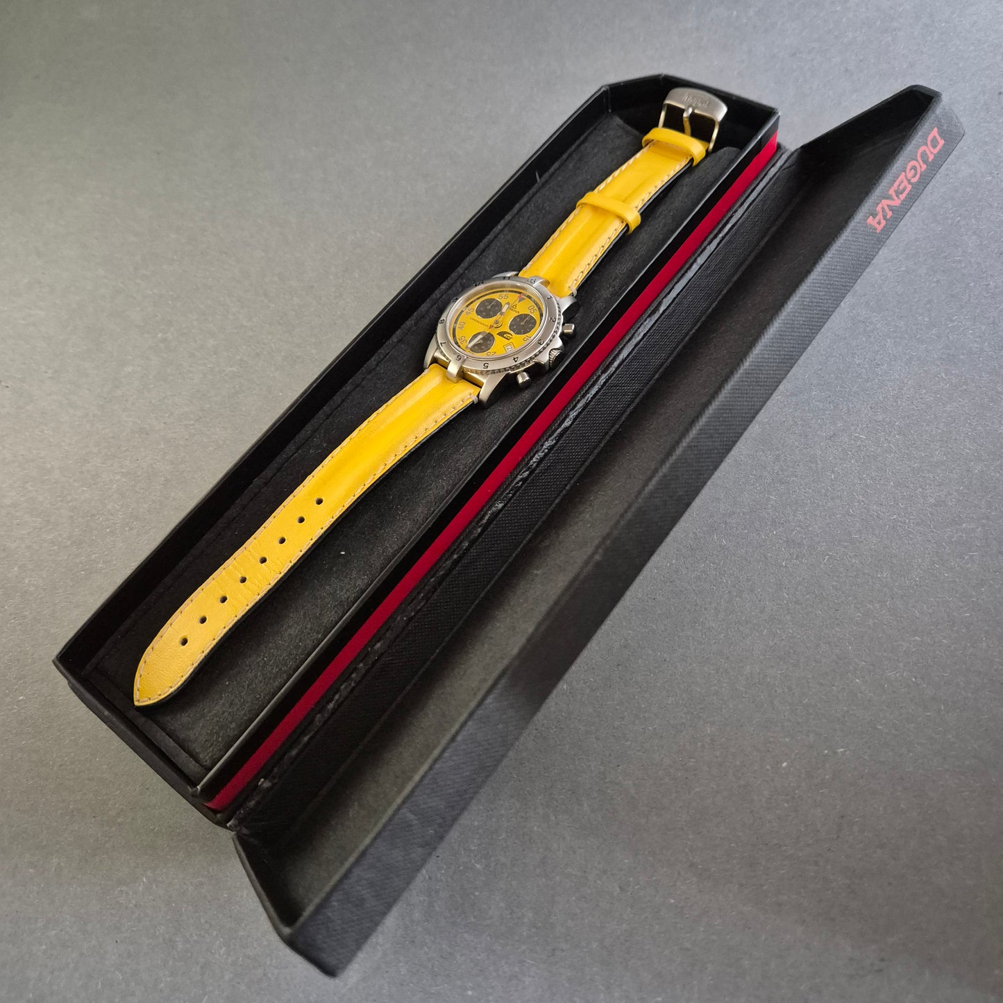 Uhr Armbanduhr Dugena Limitierter Chronograph mit gelbem Zifferblatt