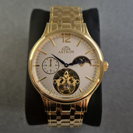 Luxuriöse Astron Herrenarmbanduhr – Automatikwerk im goldfarbenen Design