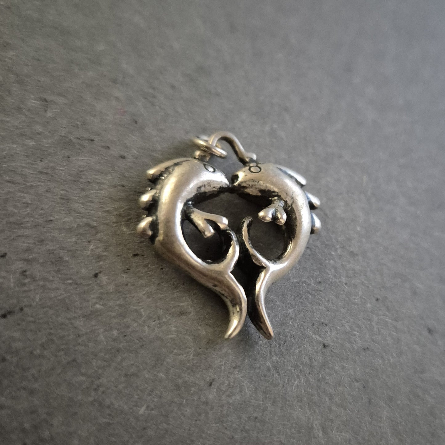 Silberanhänger mit zwei Fischen – Symbolischer Talisman im Vintage-Stil