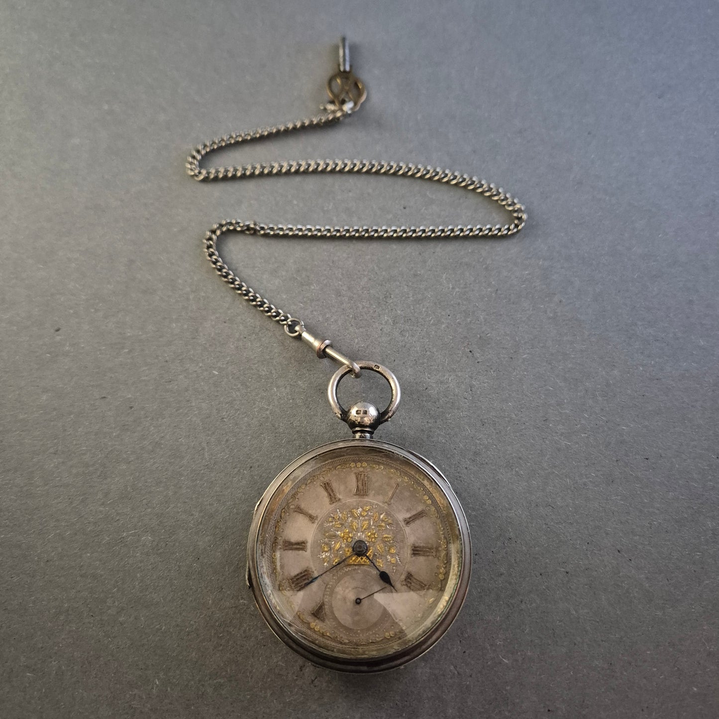 Antike Uhr Taschenuhr Silber 877 mit Gravur