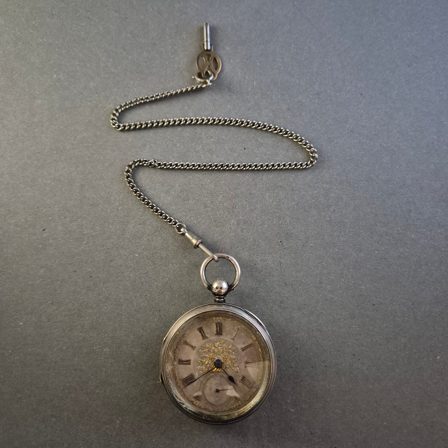 Antike Uhr Taschenuhr Silber 877 mit Gravur