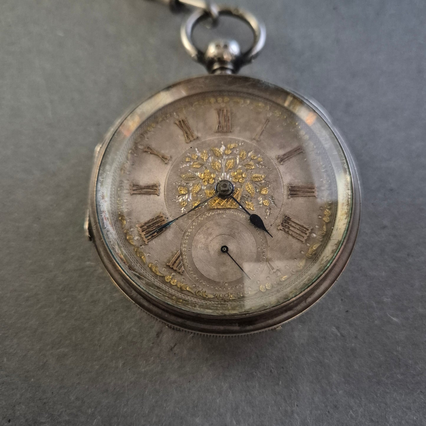 Antike Uhr Taschenuhr Silber 877 mit Gravur