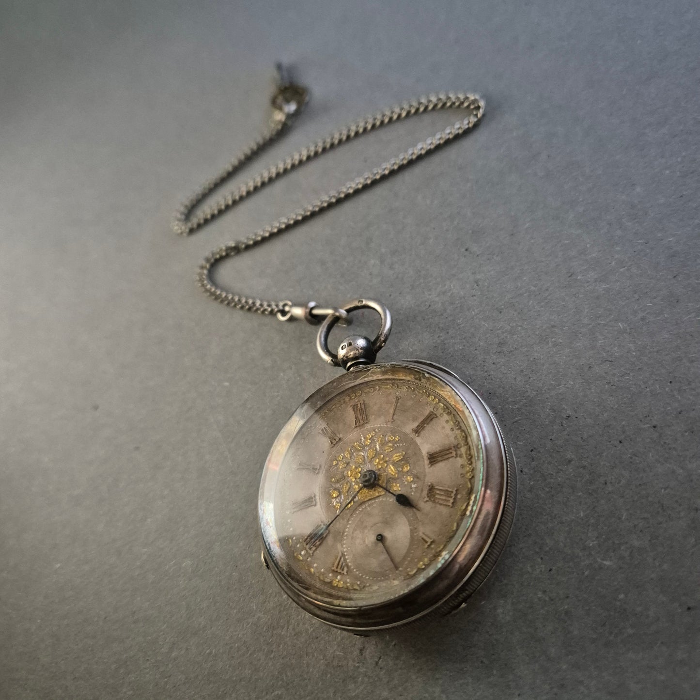 Antike Uhr Taschenuhr Silber 877 mit Gravur