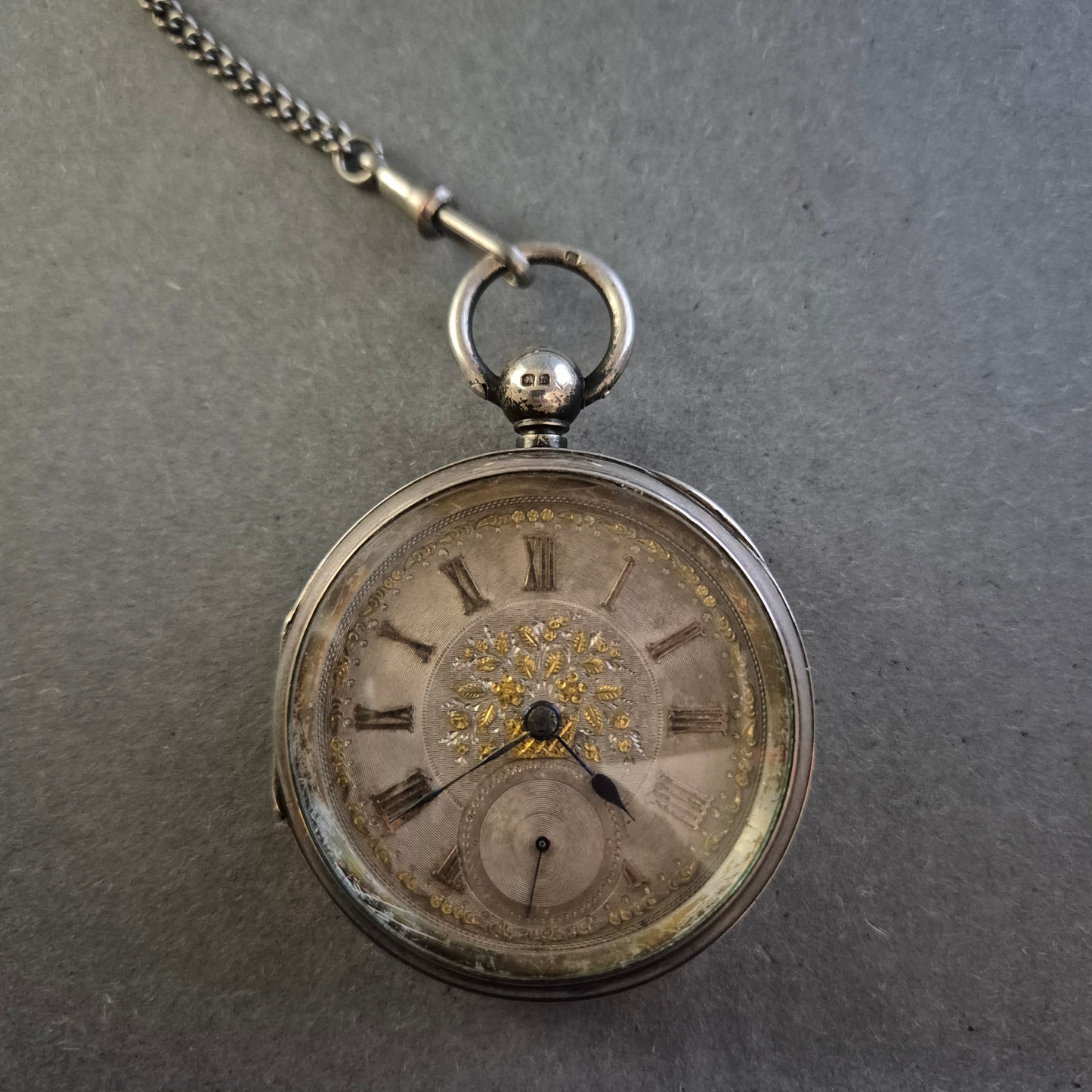 Antike Uhr Taschenuhr Silber 877 mit Gravur