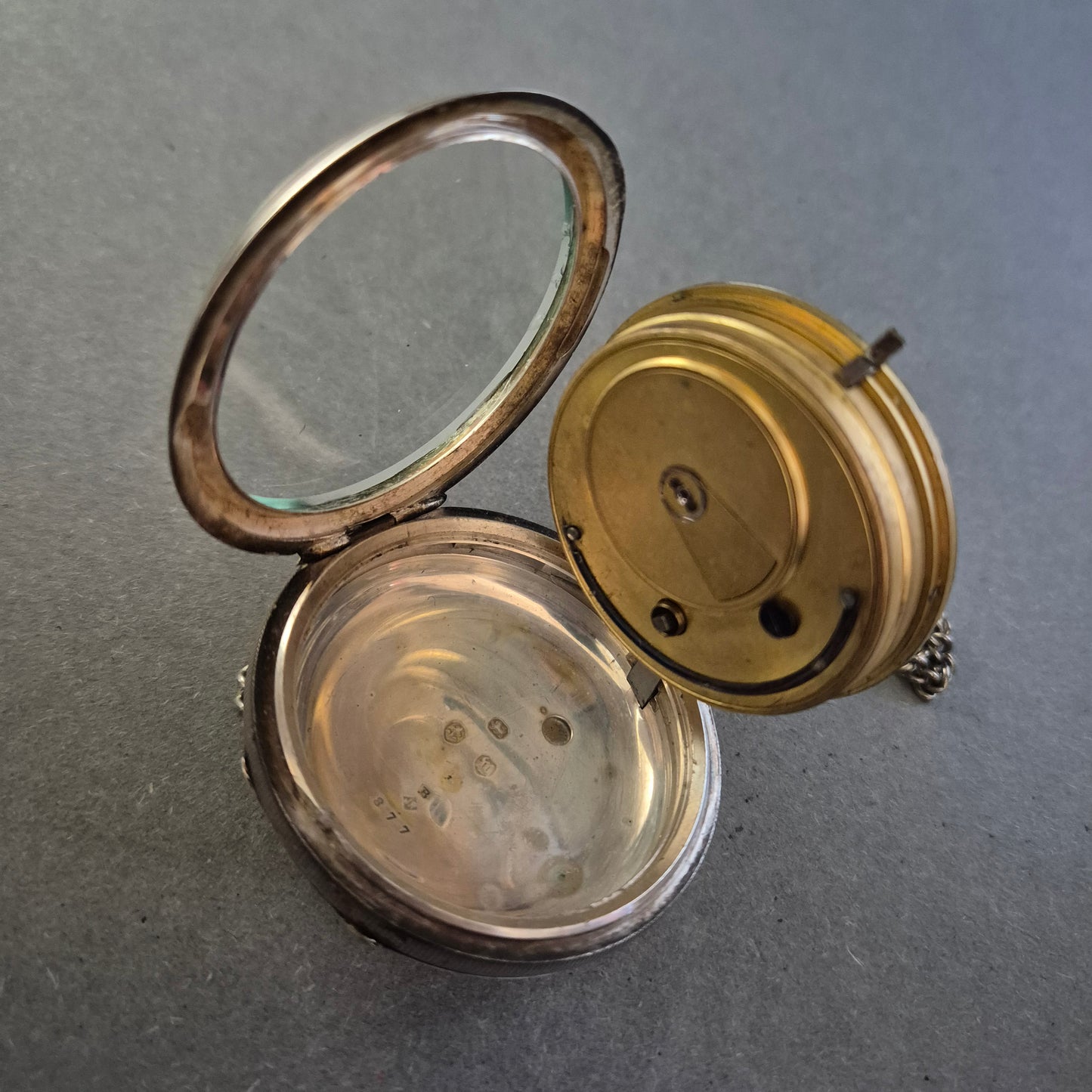 Antike Uhr Taschenuhr Silber 877 mit Gravur