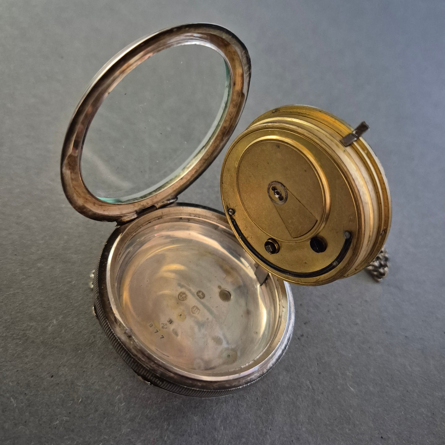 Antike Uhr Taschenuhr Silber 877 mit Gravur