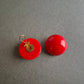 Knallrote Vintage-Clipohrringe – Runder Statement-Look der 80er